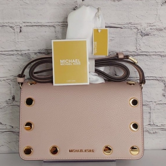 'MICHAEL KORS' 'HOLLY' LEATHER STUDDED CROSSBODY BAGw/MK DUST BAG 2-PIECE SET - Picture 15 of 16